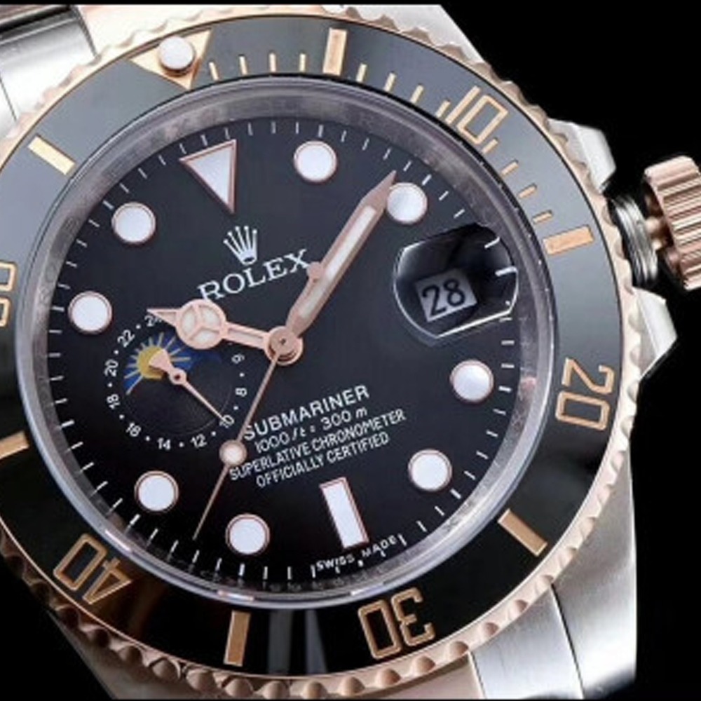 Rolex 로렉스 문페이즈 Plus!! 서브마리너 데이트 UP!! 블랙 세라믹 베젤 블랙 다이얼 오이스터 브레이슬릿 스위스 ETA 2836-2 오토매틱 무브먼트 rol0735 - Rolex TOP Grade Qualit Submariner Blacj Ceramic Bezel Black Dial Oyster Bracelet SWISS ETA 2836 A2 Aut