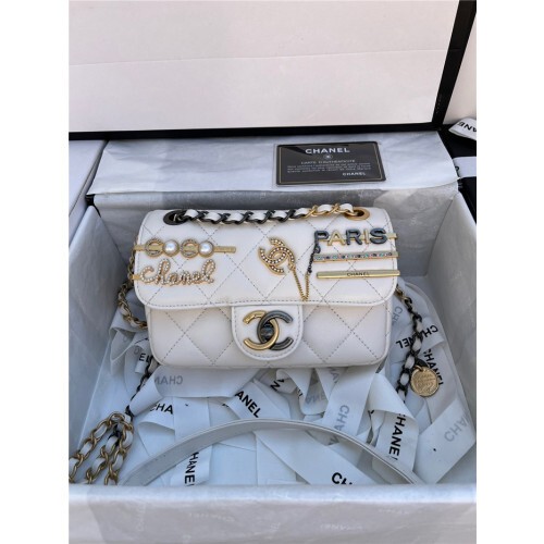 CHANEL 샤넬 램스킨 이미테이션펄 스트라스 스몰 플랩백 AS2978