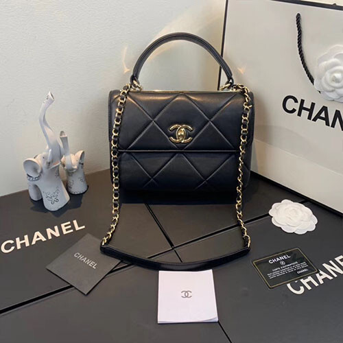 [CHANEL]샤넬 트렌디CC 핸들 플랩백 A92236-12 램스킨 금장