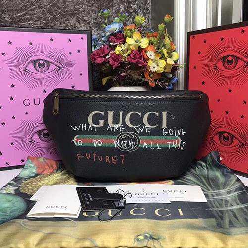 Gucci 구찌 힙색 프린트 벨트백 검정 493869