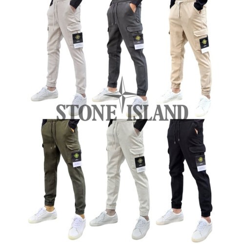 Stone Island 스톤아일랜드 가먼트 다잉 피치 기모 카고 조거 스판 팬츠