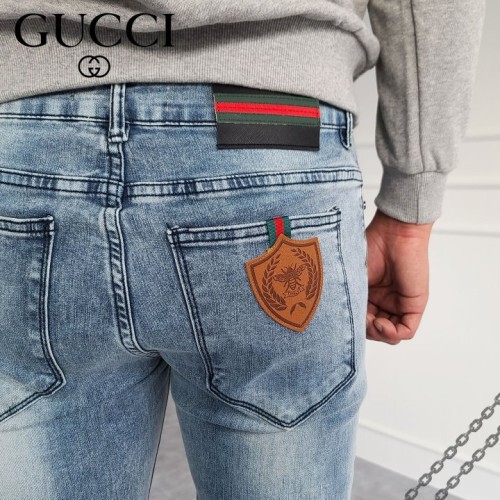 GUCCI 구찌 벌 레더패치 청바지