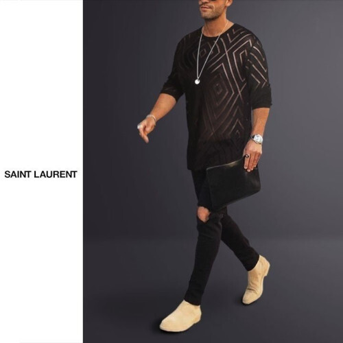 Saint Laurent 세인트로랑 다이아 씨스루 블랙 니트