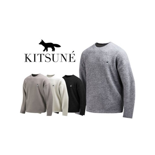 Maison Kitsune 메종키츠네 그레이폭스 골지 기모 라운트티