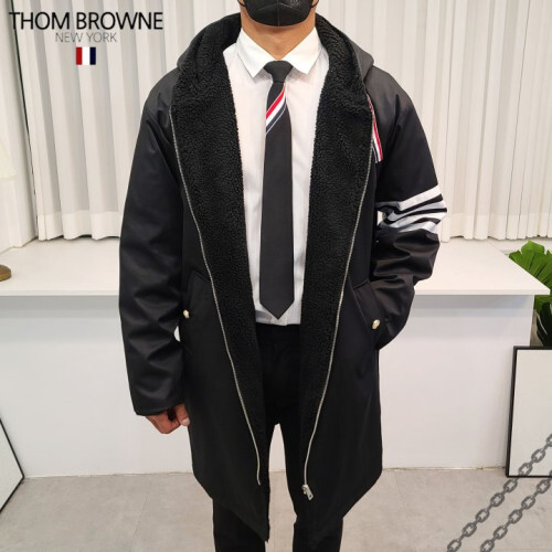 Thom Browne 톰브라운 사선완장 양털 후드 야상