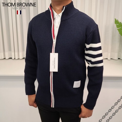 Thom Browne 톰브라운 사선완장 베이직 니트 집업