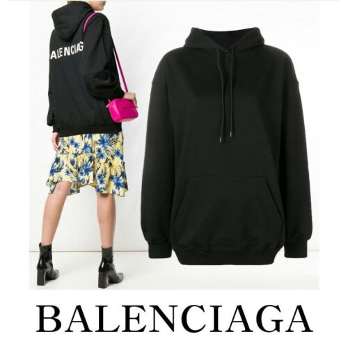 BALENCIAGA 발렌시아가 백로고 네임 커플 후드티셔츠