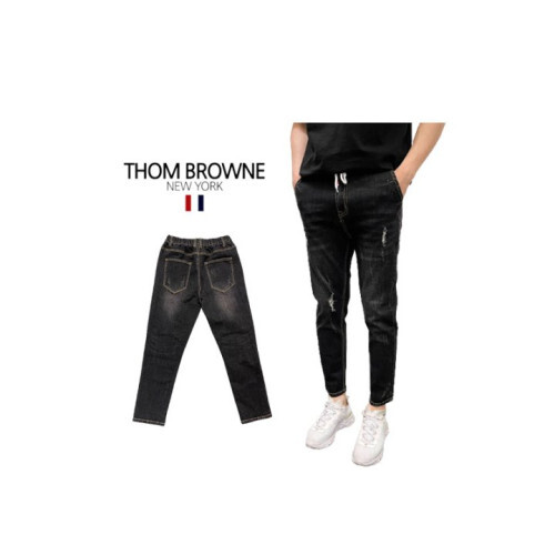 Thom Browne 톰브라운 반밴딩 배기핏 흑청바지