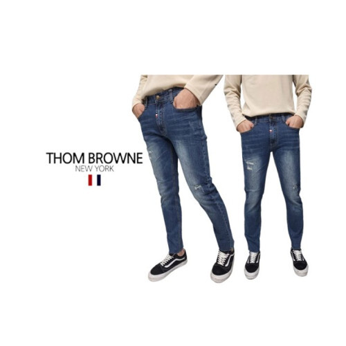 Thom Browne 톰브라운 히든밴딩 슬림 컷팅 청바지