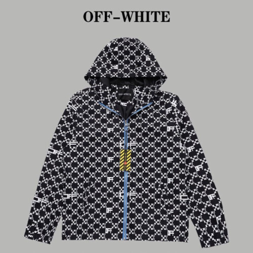 off-white 오프화이트 첵스 풀프린트 후드 점퍼